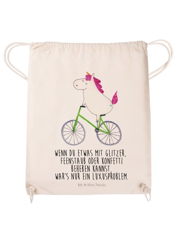 Mr. & Mrs. Panda Beutel Einhorn Radfahrer mit Spruch in Creme