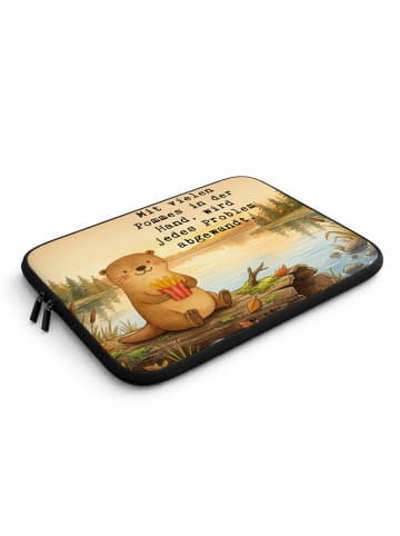 Mr. & Mrs. Panda Laptop Tasche Otter See Pommes Design mit Spruch in Weiß