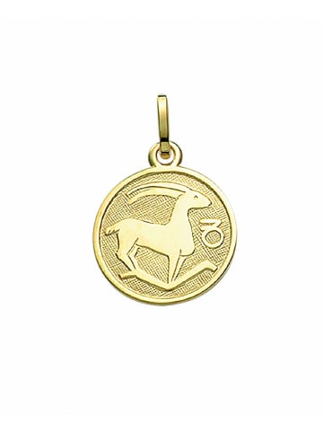 Adeliás Damen & Herren 333 Gold Sternzeichen Anhänger Steinbock Ø 11,8 mm in gold