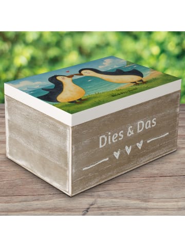Mr. & Mrs. Panda Geschenkbox Pinguine Kuss Design ohne Spruch in Weiß