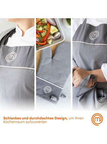 MasterChef 3 tlg. Set 3 teiliges Küchentextilien-Set in Grau
