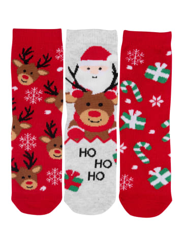 United Labels 3er Pack Rentier Santa Socken Weihnachtssocken Winter Sneaker in Mehrfarbig