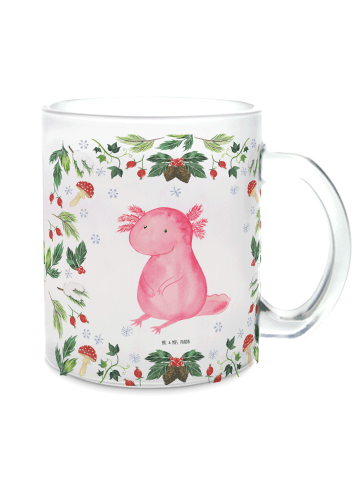 Mr. & Mrs. Panda Teetasse Glas Axolotl Glücklich ohne Spruch in Transparent