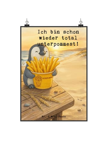 Mr. & Mrs. Panda Wandposter Pinguin Pommes Eimer Design mit Spruch in Weiß