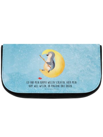 Mr. & Mrs. Panda Kosmetiktasche Pinguin Mond mit Spruch in Eisblau