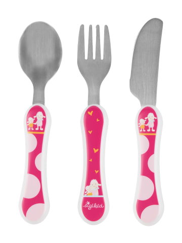 Sigikid 3 tgl.. Besteck-Set: Löffel, Gabel, Messer Schaf Schnuggi in pink