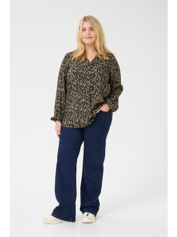 KAFFE curve Langarm-Bluse KCmahlena in Black/Elephant Graphic lines