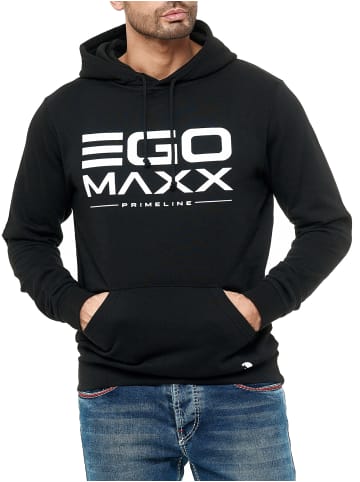 EGOMAXX Kapuzenpullover Hoodie EGO Sweater Sweatjacke Design in Schwarz