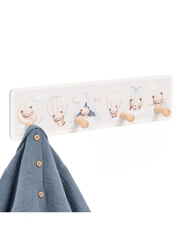 relaxdays Kindergarderobe in  Natur/ Weiß - (B)38 x (H)10 x (T)5,5 cm