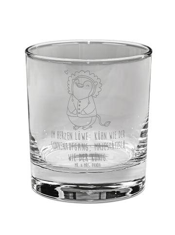 Mr. & Mrs. Panda Whiskey Glas Löwe Astrologie mit Spruch in Transparent