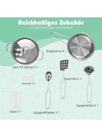 COSTWAY Spielküche mit Sound & Licht ab 3 Jahren in Hellbraun