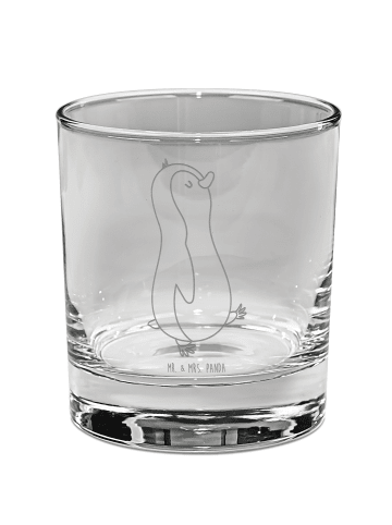 Mr. & Mrs. Panda Whiskey Glas Pinguin mHerzieren ohne Spruch in Transparent