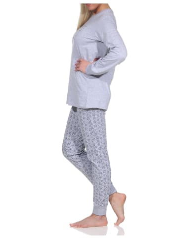 NORMANN Schlafanzug Pyjama langarm Bündchen Sterne - 75641 in Grau