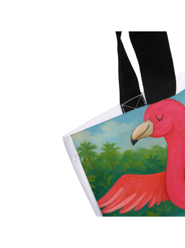 Mr. & Mrs. Panda Schultasche Flamingo Yoga Design mit Spruch in Weiß