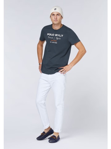 Polo Sylt T-Shirt mit Pigment-Print im Label-Look in Blau