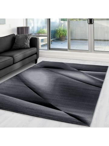 KADIMA DESIGN Teppich Kurzflor Waschbar Abstrakt ASPEN Strapazierfähig OEKO-TEX in Schwarz