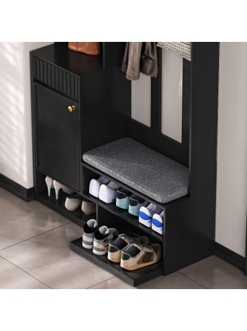 ABRIHOME Multifunktionale Schuhschrank mit Bank und Stauraum in Schwarz