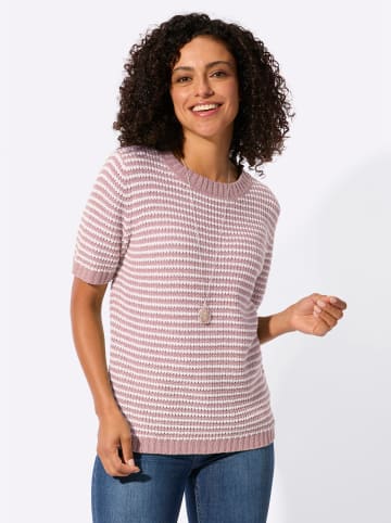 WITT WEIDEN Kurzarmpullover in mauve-ecru-geringelt