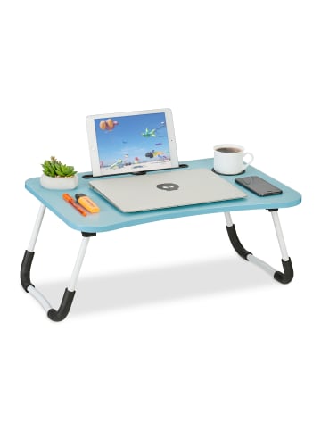 relaxdays Laptoptisch in Hellblau/ Weiß - (B)63 x (H)26 x (T)40 cm