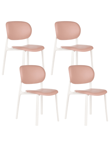 Beliani 4er-Set Esszimmerstuhl MUSANO in Rosa/Weiß