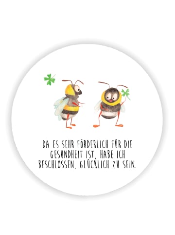Mr. & Mrs. Panda Kühlschrankmagnet Hummeln Kleeblatt mit Spruch in Weiß