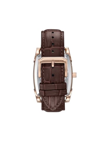 Heritor Valentin Lederarmbanduhr mit Datumsanzeige in Rose Gold/Brown