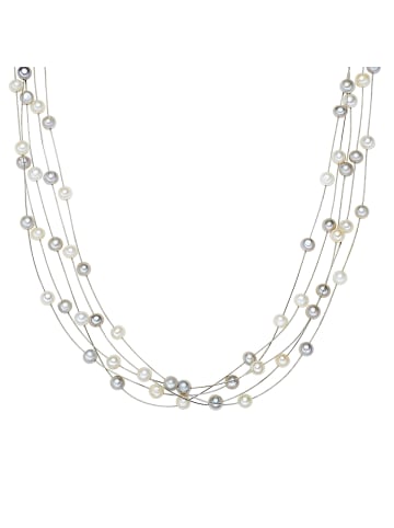 Valero Pearls Perlen-Kette Sterling Silber Süßwasser-Zuchtperle in grau