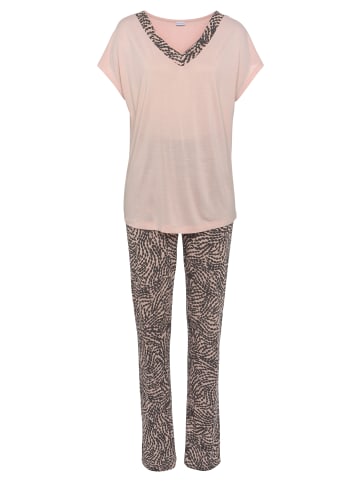 LASCANA Pyjama in rosa anthrazit gemustert