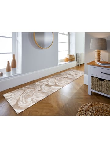 KADIMA DESIGN Luxuriöser Wohnzimmer Teppich mit metallischer Marmorierung in Beige