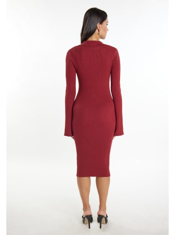 faina Damen Jersey Etuikleid in Weinrot