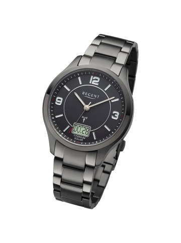 Regent Armbanduhr Regent Metallarmband schwarz extra groß (ca. 42mm)