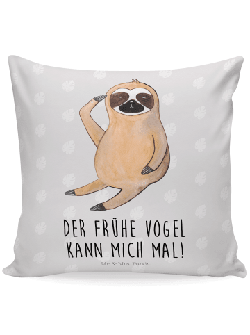 Mr. & Mrs. Panda Kissen Faultier Vogel mit Spruch in Grau Pastell