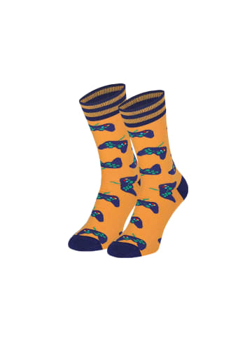 Yuhu Herren Socken Gaming Design 3er Pack Motivsocken Einheitsgröße in Gelb
