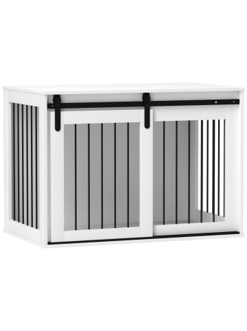 Pawhut Hundekäfig Weiß 98L x 58B x 61H cm
