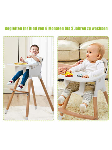 COSTWAY 2-in-1 Babyhochstuhl in Creme