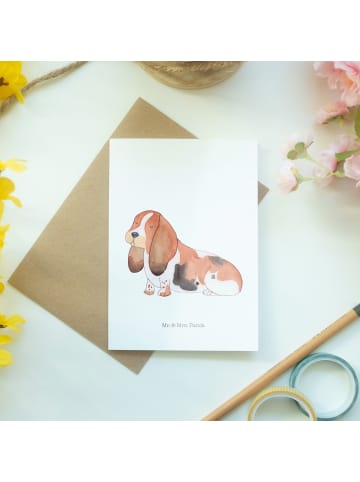 Mr. & Mrs. Panda Grußkarte Hund Basset Hound ohne Spruch in Weiß
