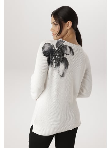Aniston SELECTED Strickpullover in weiß-schwarz-anthra