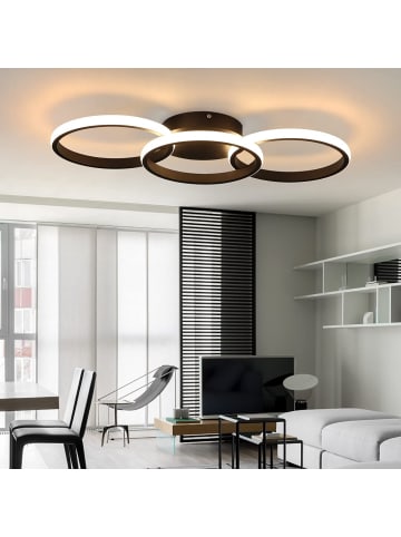 ZMH Deckenleuchte LED in Schwarz Modern mit 3 Ring 36W 3000K Warmweiß
