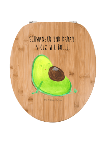 Mr. & Mrs. Panda Motiv WC Sitz Avocado Schwangerschaft mit Spruch in Braun