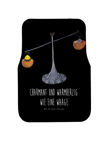 Mr. & Mrs. Panda Fahrer Autofußmatte Sternzeichen Waage mit Spruch in Schwarz