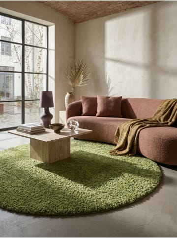 KADIMA DESIGN Teppich Hochflor Shaggy Waschbar Einfarbig RHEIN Strapazierfähig in Grün