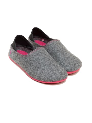 Gottstein Hausschuh Wool Slip-On in grey/raspberry