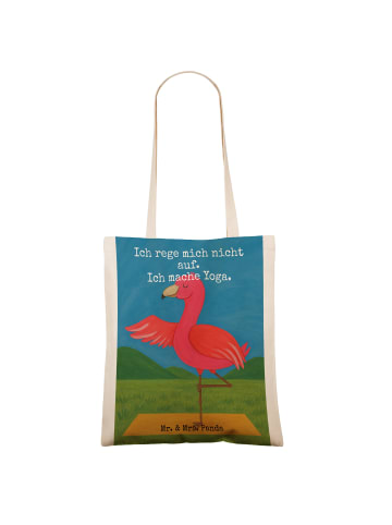 Mr. & Mrs. Panda Tragetasche Flamingo Yoga Design mit Spruch in Weiß