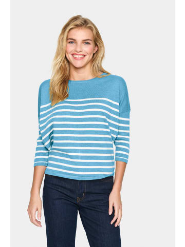 SAINT TROPEZ Strickpullover MilaSZ Oversize fit in Ethereal Blue Ice Stripe