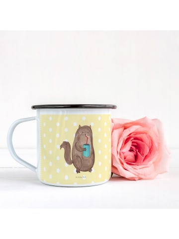 Mr. & Mrs. Panda Emaille Tasse Katze Dose ohne Spruch in Gelb Pastell