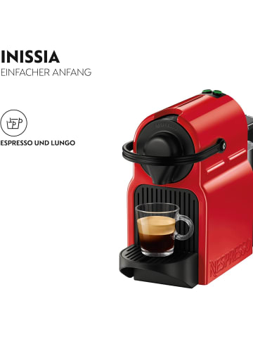Nespresso Krups Inissia Kaffeekapselmaschine 0,9 L Wassertank Rot schlankes Design XN1005