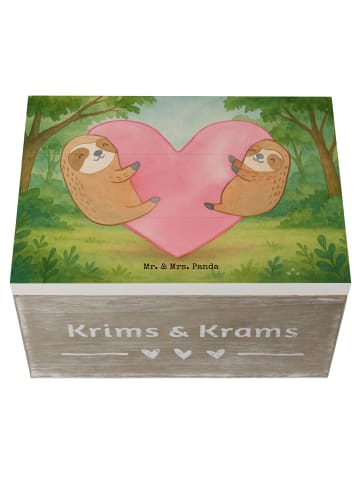 Mr. & Mrs. Panda Holzkiste Faultiere Herz Design ohne Spruch in Weiß