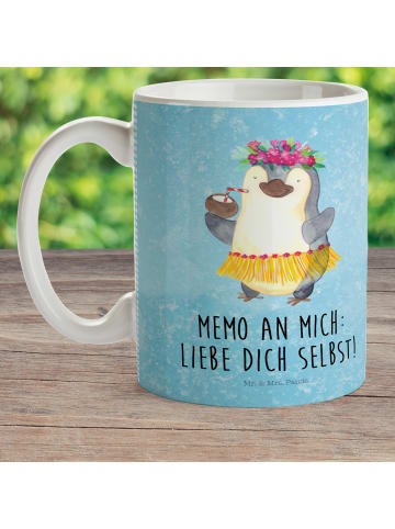 Mr. & Mrs. Panda Kindertasse Pinguin Kokosnuss mit Spruch in Eisblau