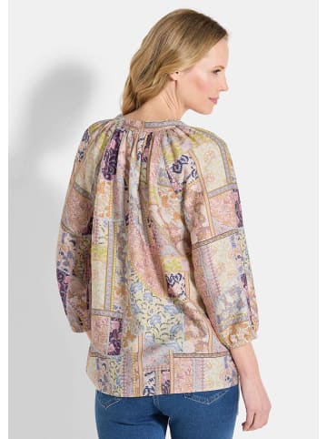 GOLDNER Luftige Patch-Druck-Bluse mit 3/4-Arm in stein / gemustert