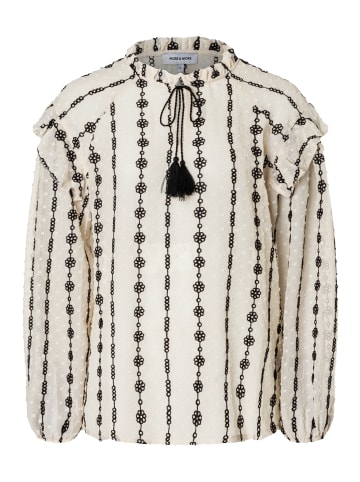 More & More feminine Langarmbluse mit Stickerei in offwhite/black